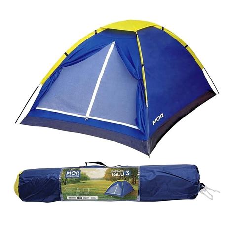 Barraca de Camping Tipo Iglu Azul MOR para 3 Pessoas Fácil Montagem