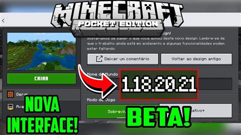 Minecraft Pe 1 18 20 21 Beta Nova Interface De CriaÇÃo De Mundos E