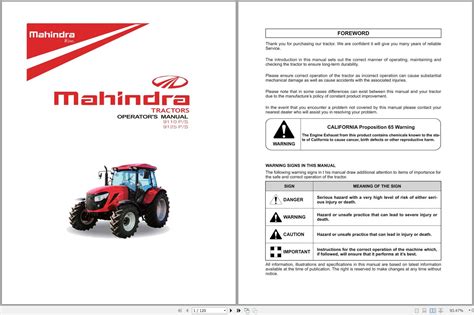 Mahindra Tractor P S Operator S Manual