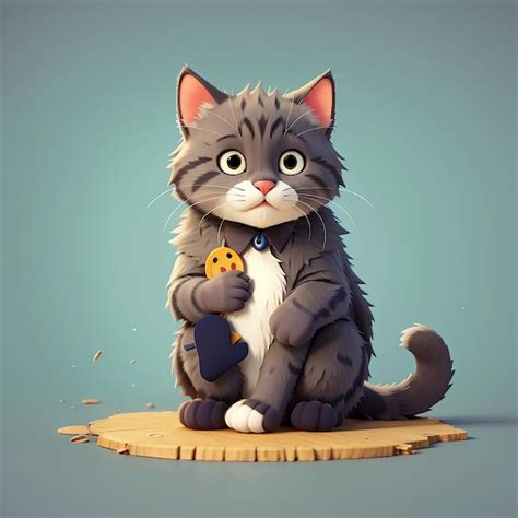 Premium Photo Cute Cat Sitting And Lick Hand Cartoon Vector Icon