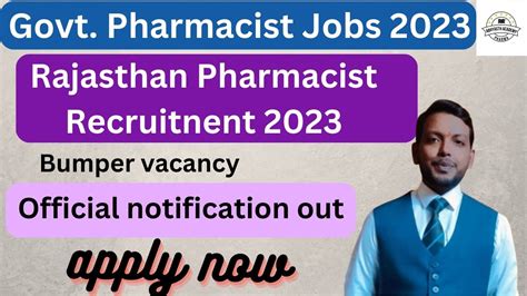 Govt Pharmacist Jobs Ll Recruitment Of Pharmacist Post In