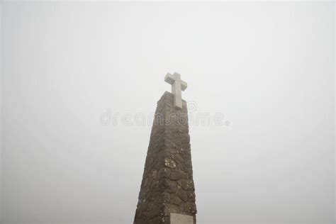 Stone Monument With Large White Cross In Cabo Da Roca Stock Photo