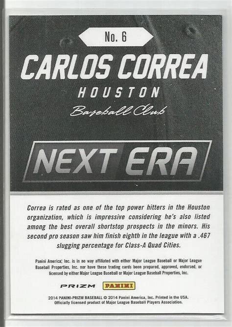 2014 Panini Prizm Next Era Carlos Correa Prizm Refractor Houston Astros