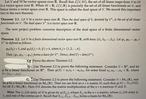 Let V And W Be Vector Spaces Over R Recall That Chegg