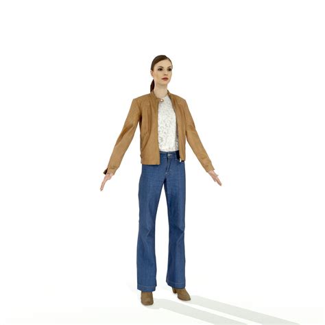 D Model Brunette Woman In Casual Clothes Vr Ar Low Poly Rigged Cgtrader