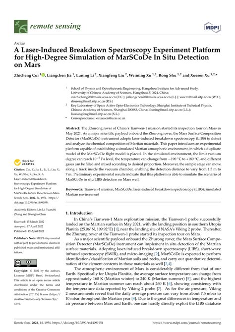 Pdf A Laser Induced Breakdown Spectroscopy Experiment Platform For High Degree Simulation Of