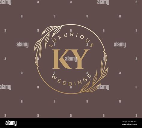 Ky Initials Letter Wedding Monogram Logos Template Hand Drawn Modern