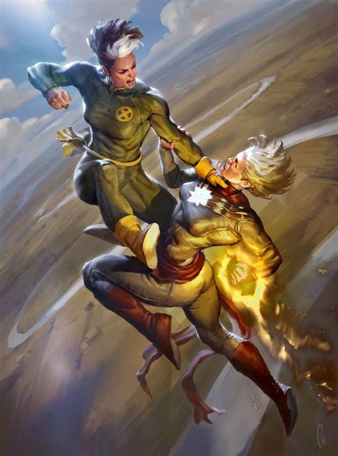 Rogue vs Captain Marvel, Javier Charro | Comic art, Marvel comics art ...