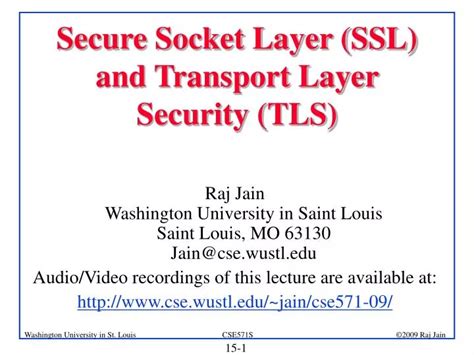 Ppt Secure Socket Layer Ssl And Transport Layer Security Tls