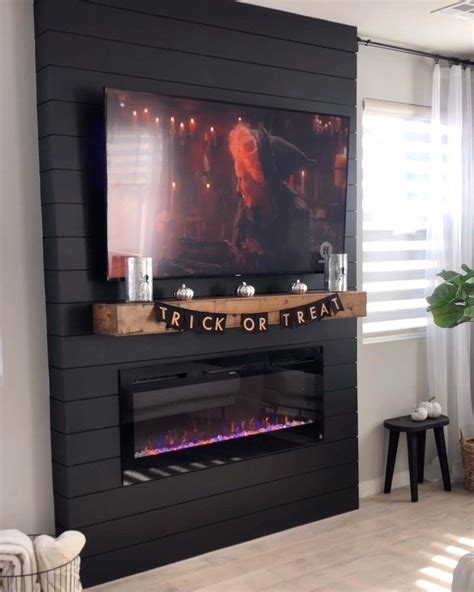 Shiplap Wall With Fireplace And Tv