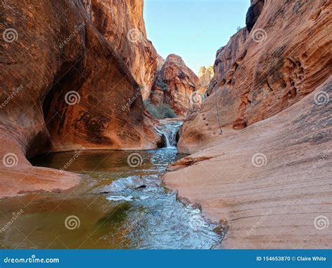 Water Flowing Through Red Cliffs Nature Trail Red Cliffs Natural