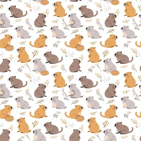 Premium Photo | Groundhog burrows seamless pattern Gift wrapping background Groundhog Day