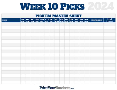 Nfl Week 10 Picks Master Sheet Grid 2024