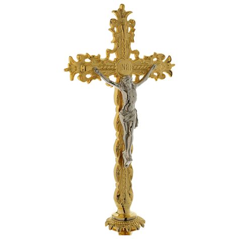 Altar Crucifix In Gold Plated Brass Inches Online Sales On Holyart