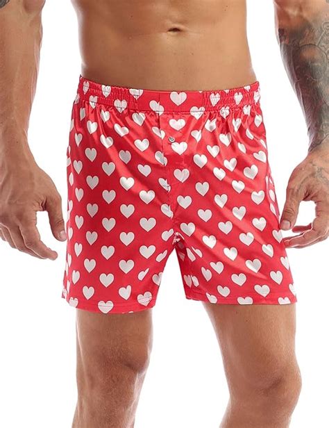 Aiihoo Herren Boxershorts Boxer Briefs Mit Herz Muster Glänzend Kurze