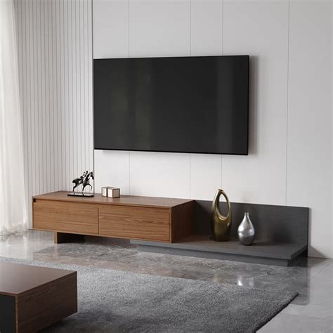 Fero Minimalist Retracted Extendable Drawers Tv Stand In Walnut