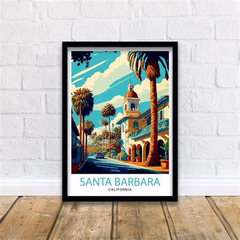 Santa Barbara California Travel Print Santa Barbara Wall Art California ...