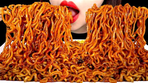 Asmr Black Bean Noodles Spicy Fire Noodles Mukbang