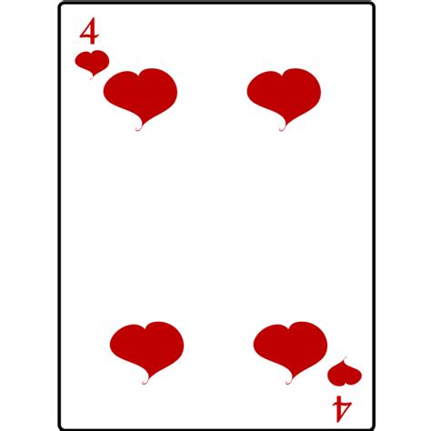 Four of hearts playing card vector illustration | Free SVG