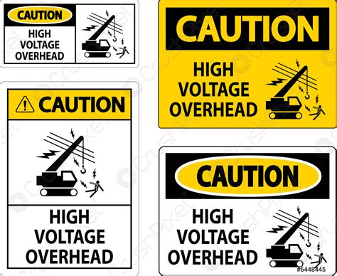 Caution Sign High Voltage Overhead Stock Vector 6448445 Crushpixel