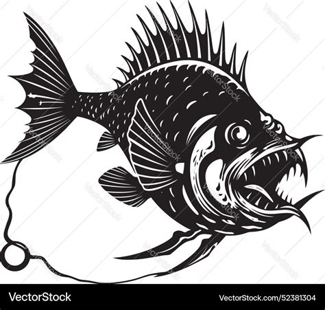 Diabolic Dive Evil Angler Fish Emblem Serrated Vector Image