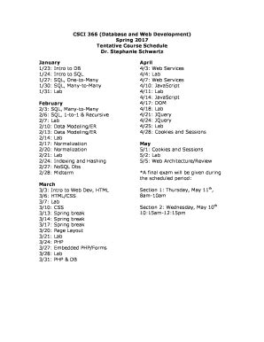 Fillable Online CSCI 366 Database And Web Development Fax Email Print