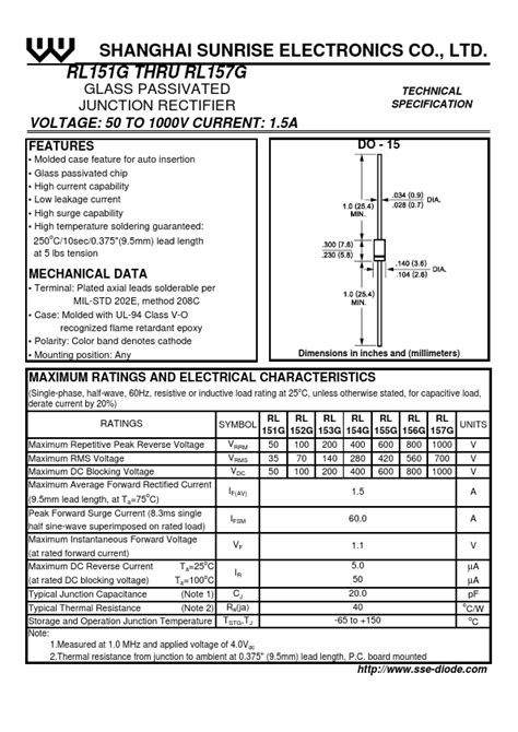 RL156G RECTIFIER Datasheet Distributor Stock And Price