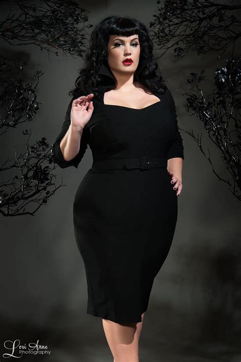 Vintage Goth Pinup Capsule Collection Lorelei Dress In Black Plus Size Plus Size Rockabilly