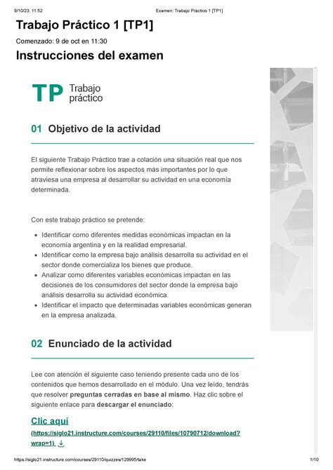 TP1 80 economía Trabajo práctico 1 Siglo 21 Trabajo Práctico 1