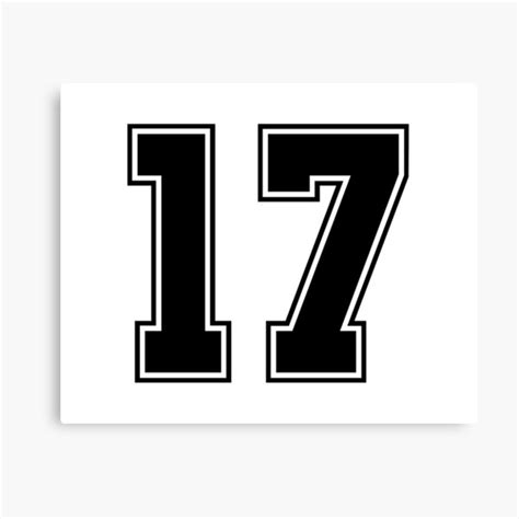 "17 American Football Classic Vintage Sport Jersey Number in black number on white background ...