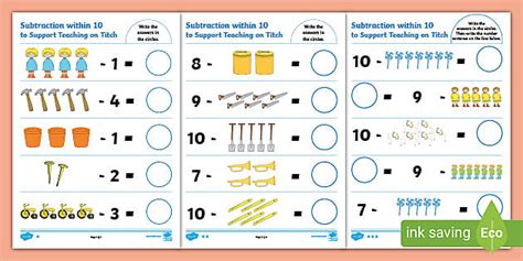 Subtraction To Sheet To Support Teaching On Titch