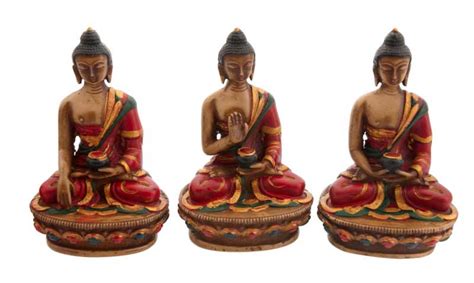 Statues Tibetaines Des 5 Dhyani Bouddhas Sagesse Meditation En Resine