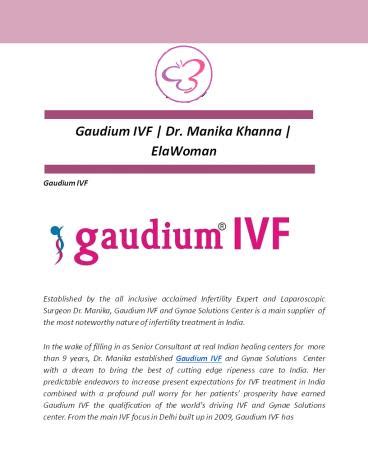 PPT Gaudium IVF Dr Manika Khanna ElaWoman PowerPoint