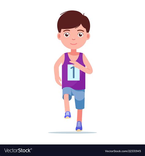 Cartoon boy running a marathon Royalty Free Vector Image