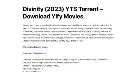 Divinity (2023) YTS Torrent – Download Yify Movies