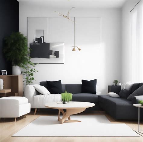 Premium AI Image | White Living Room with Gray Sofa