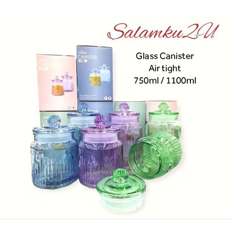 Glass Cookies Jar Canister Jar Airtight Glass Canister Bekas Kuih Raya