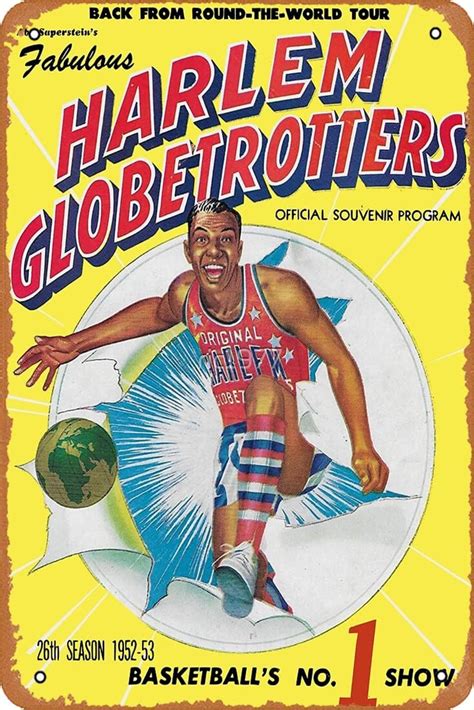 The Harlem Globetrotters Poster 1952 53 Framed Art Print Metal Tin Sign Vintage