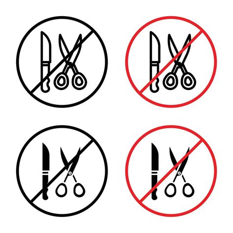 No Scissors Or Knives Sign For Safety Regulations And Restricted Items