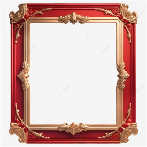 Photo Frame Red Golden Color Vintage Border Red Color Red Golden