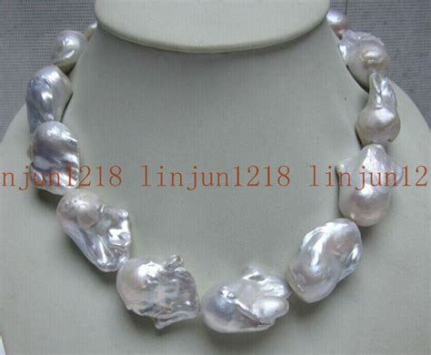 16 28 15 25mm Huge South Baroque White Reborn Keshi Pearl Necklace AAA