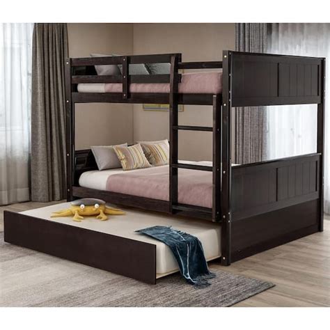 Harper And Bright Designs Espresso Full Over Full Bunk Bed With Twin