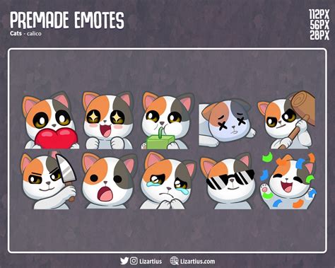 CALICO CAT BUNDLE 10 Pre Made Emotes Twitch Emotes Discord Emotes