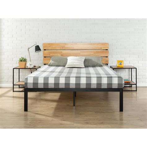 Zinus Sonoma Metal And Wood Black Full Platform Bed Hd Hbpba 14f The