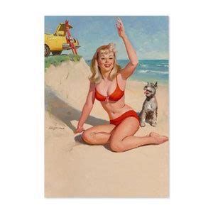 1960 S Elvgren Pin Up Beach Poster Summer Fun Classic War Art Print For