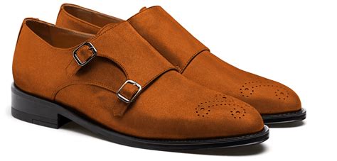 Double Monk Strap Shoes Brown Suede Hockerty