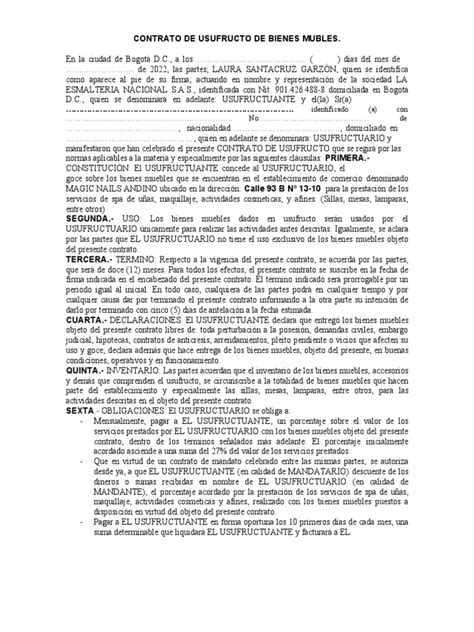 Contrato De Usufructo Pdf Derecho Privado Derecho Civil Sistema Legal