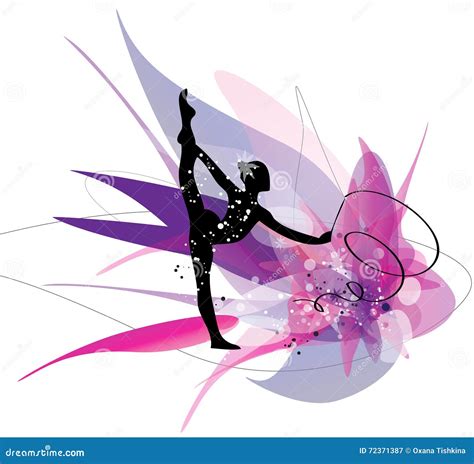 Gymnastic Girl Silhouette On Pink Background Stock Vector