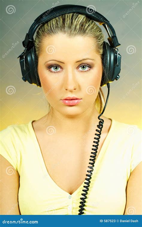 Girl With Headphones Stock Image Image Of Good Girl Female 587523