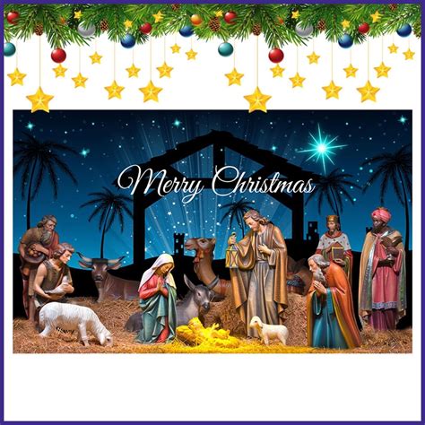 Nativity Scene Backdrop Banner Christmas Backdrop Banner Decoration